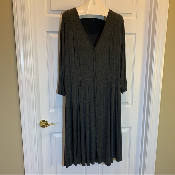 Torrid NWOT Gray 3/4 Sleeve Front Button Dress 4X - Picture 1 of 5